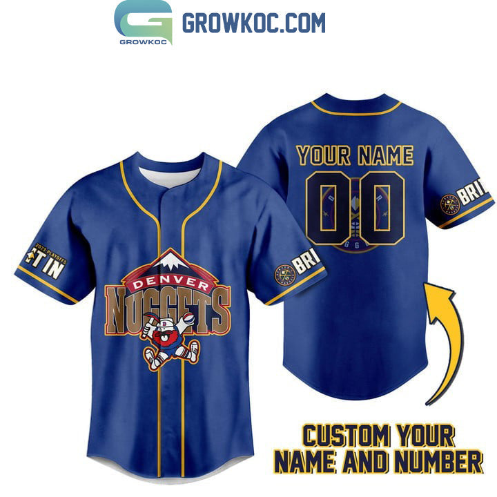Denver Nuggets Personalized 2023 Playoffs Blue Design Baseball Jersey Unisex T-shirt, Sweatshirt, Hoodie, Long Sleeve Tee - T-Shirt, Sweatshirt, Hoodie