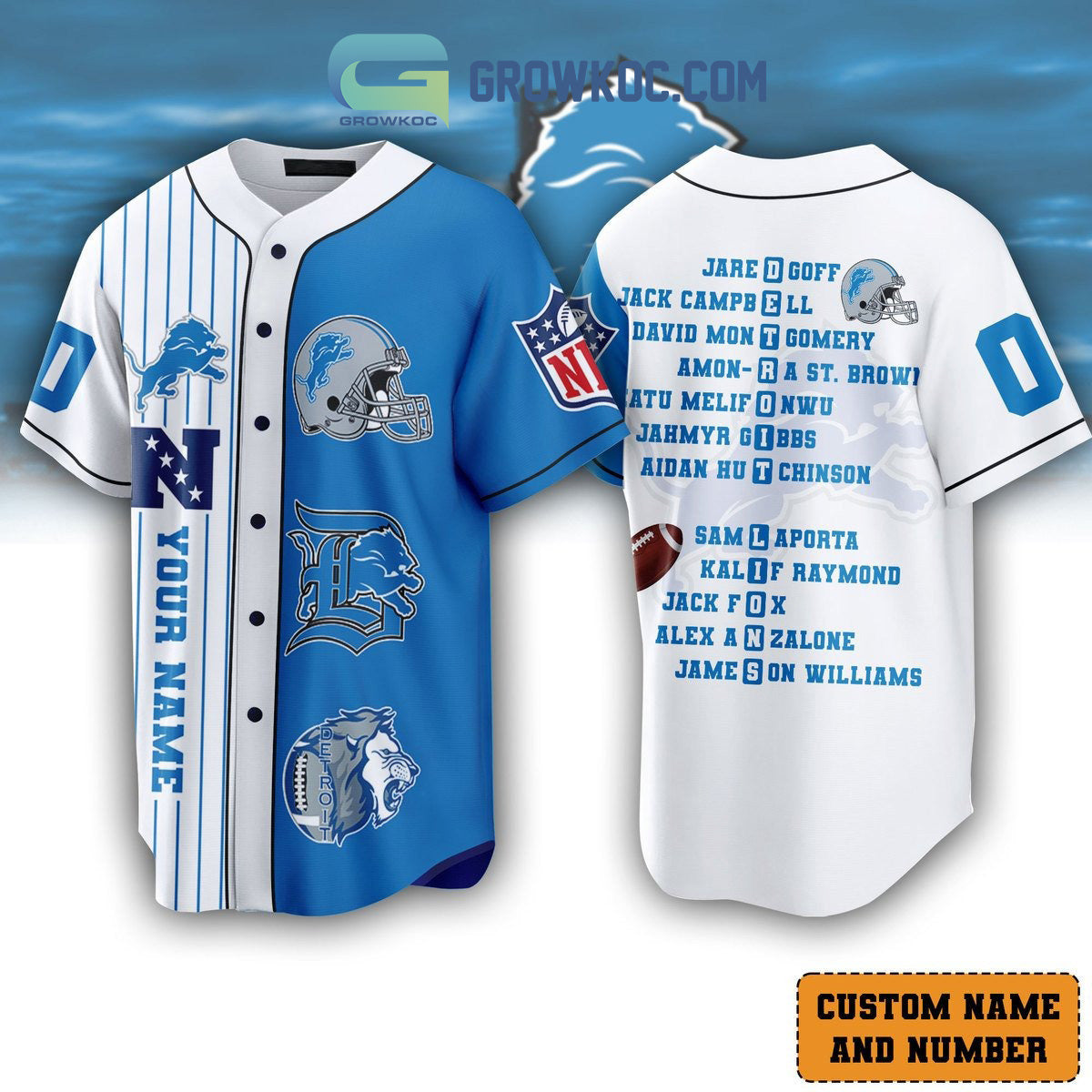 Detroit Lions The Champions Team Personalized Baseball Jersey Unisex T-shirt, Sweatshirt, Hoodie, Long Sleeve Tee - T-Shirt, Sweatshirt, Hoodie
