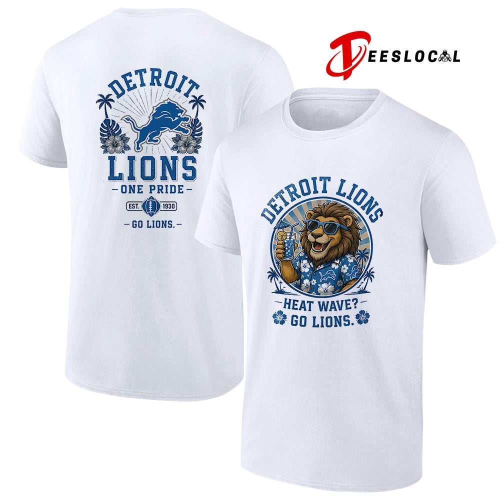Detroit Lions heat wave beach vibes mascot shirt Unisex T-shirt, Sweatshirt, Hoodie, Long Sleeve Tee - T-Shirt, Sweatshirt, Hoodie