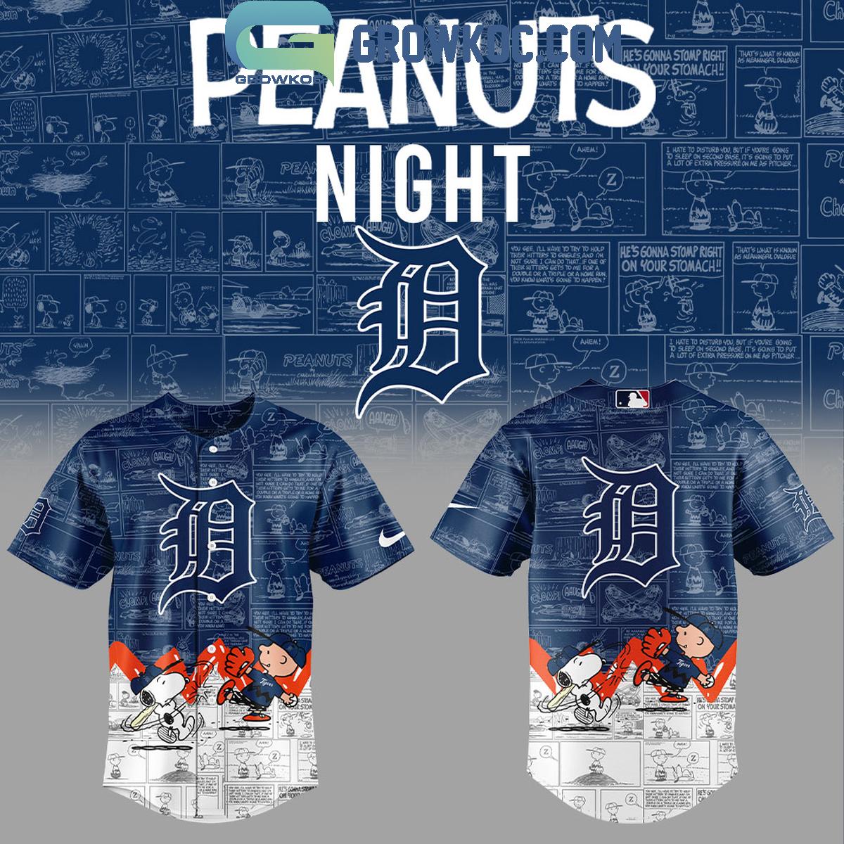 Detroit Tigers 75th Anniversary Of Peanuts Baseball Jersey Unisex T-shirt, Sweatshirt, Hoodie, Long Sleeve Tee - T-Shirt, Sweatshirt, Hoodie