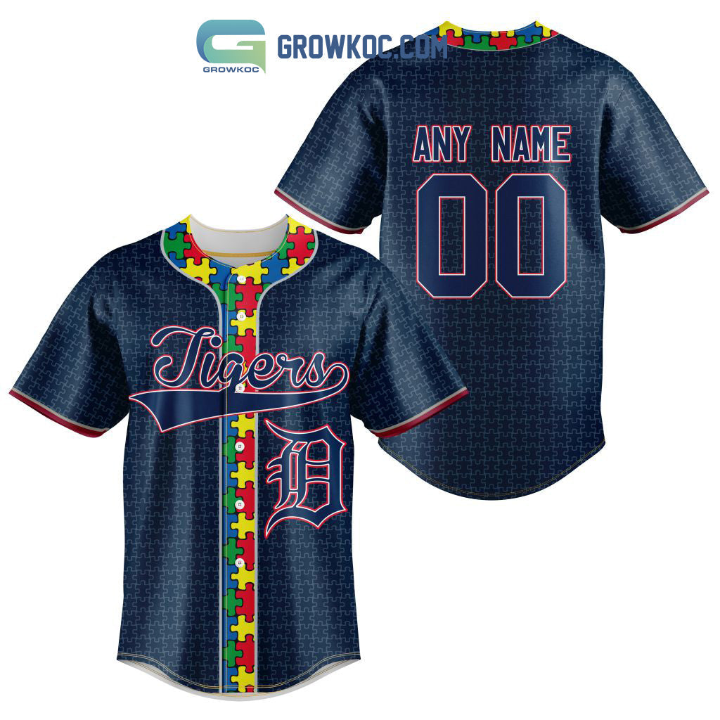 Detroit Tigers MLB Fearless Against Autism Personalized Baseball Jersey Unisex T-shirt, Sweatshirt, Hoodie, Long Sleeve Tee - T-Shirt, Sweatshirt, Hoodie