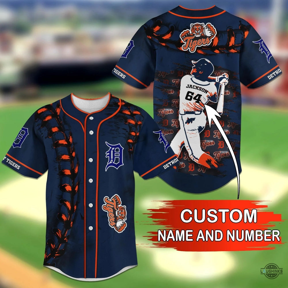 Detroit Tigers Mlb Personalized Name Number Baseball Jersey Shirt All Over Printed Tigers Uniform Jerseys Near Me 2023 Custom Gift For Fans - T-Shirt, Sweatshirt, Hoodie