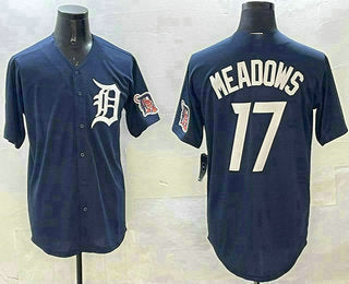 Detroit Tigers #17 Parker Meadows Navy With Patch Cool Base Stitched Baseball Jerseys baseball jersey product view 1