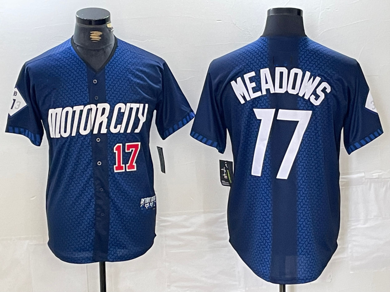 Detroit Tigers #17 Parker Meadows Number Navy 2024 City Connect Cool Base Limited Stitched Baseball Jersey baseball jersey product view 1