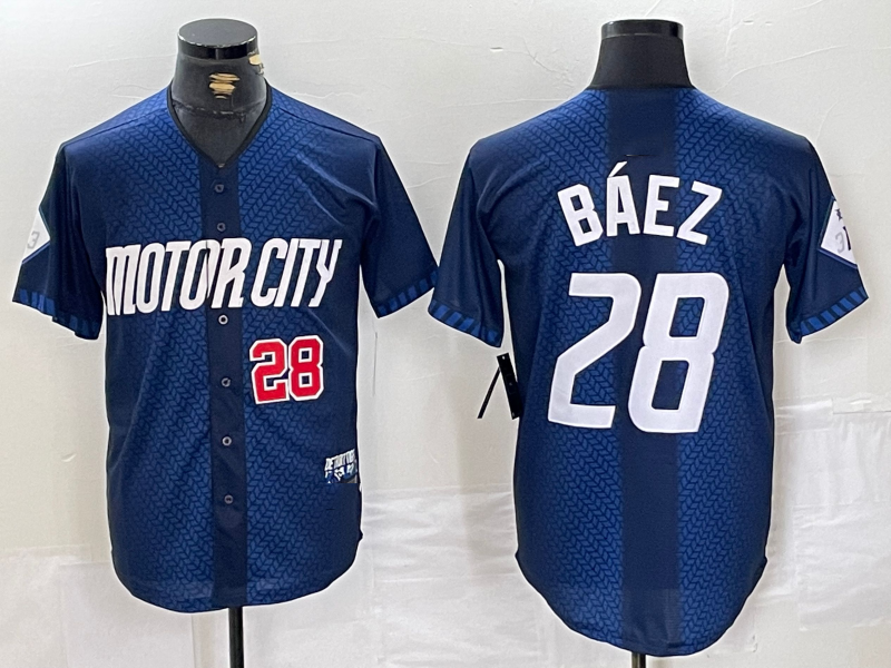 Detroit Tigers #28 Javier Baez Number 2024 Navy City Connect Cool Base Limited Stitched Baseball Jerseys baseball jersey product view 1