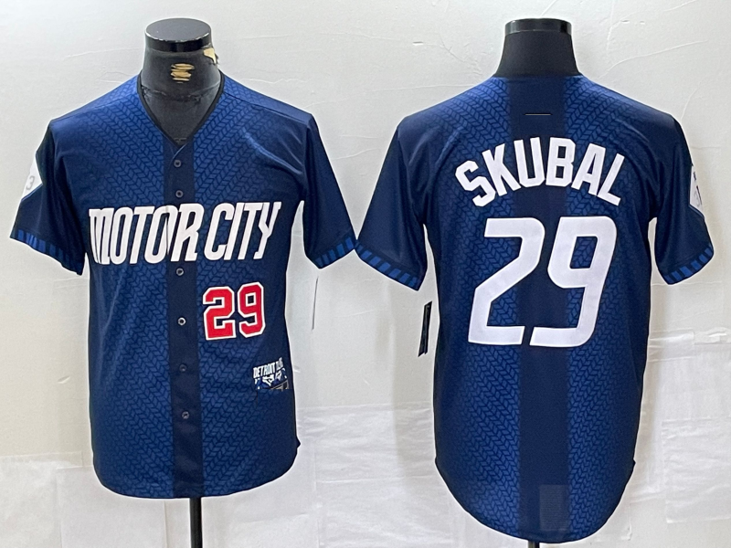 Detroit Tigers #29 Tarik Skubal Number 2024 Navy City Connect Cool Base Limited Stitched Baseball Jersey baseball jersey product view 1