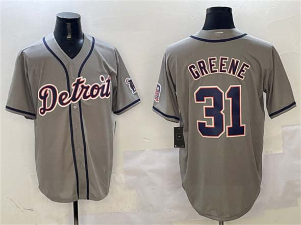Detroit Tigers #31 Riley Greene Gray With Patch Cool Base Stitched Baseball Jersey baseball jersey product view 1