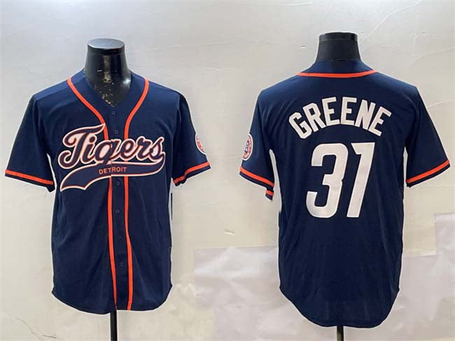 Detroit Tigers #31 Riley Greene Navy With Patch Cool Base Stitched Baseball Jersey baseball jersey product view 1