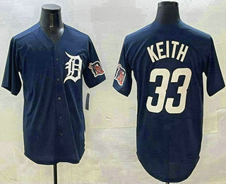 Detroit Tigers #33 Colt Keith Navy With Patch Cool Base Stitched Baseball Jerseys baseball jersey product view 1