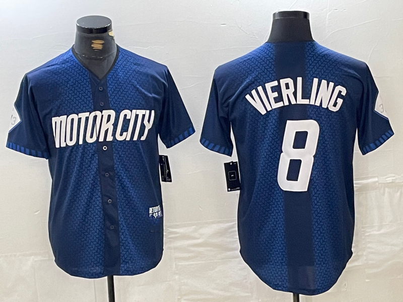 Detroit Tigers #8 Matt Vierling Navy 2024 City Connect Cool Base Limited Stitched Baseball Jersey baseball jersey product view 1