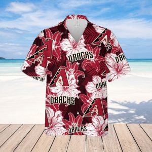 Diamondbacks Hibiscus Pattern Flowers Red MLB Hawaiian Shirt Unisex T-shirt, Sweatshirt, Hoodie, Long Sleeve Tee - T-Shirt, Sweatshirt, Hoodie