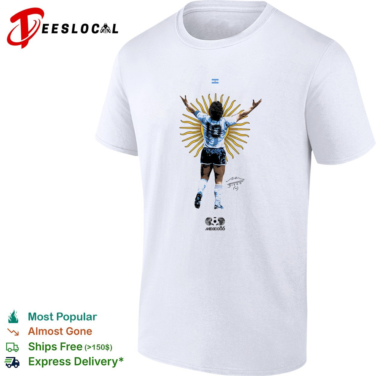Diego Maradona Argentina Mexico 86 signature shirt Unisex T-shirt, Sweatshirt, Hoodie, Long Sleeve Tee - T-Shirt, Sweatshirt, Hoodie