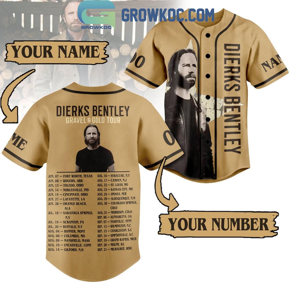 Dierks Bentley Gravel And Gold Tour 2024 Personalized Baseball Jersey Unisex T-shirt, Sweatshirt, Hoodie, Long Sleeve Tee - T-Shirt, Sweatshirt, Hoodie