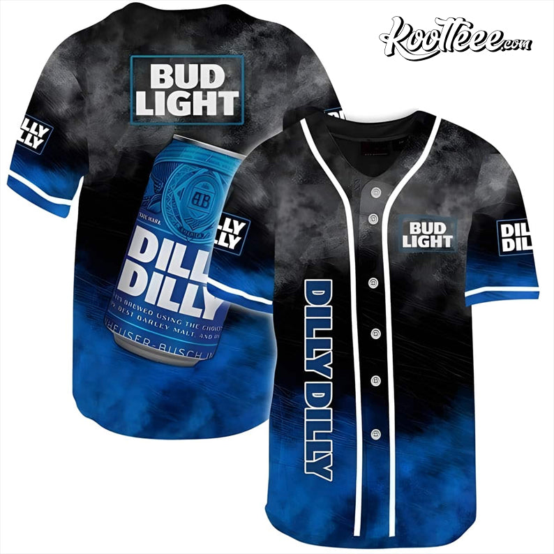 Dilly Dilly Bud Light Smoke Pattern Baseball Jersey Unisex T-shirt, Sweatshirt, Hoodie, Long Sleeve Tee - T-Shirt, Sweatshirt, Hoodie