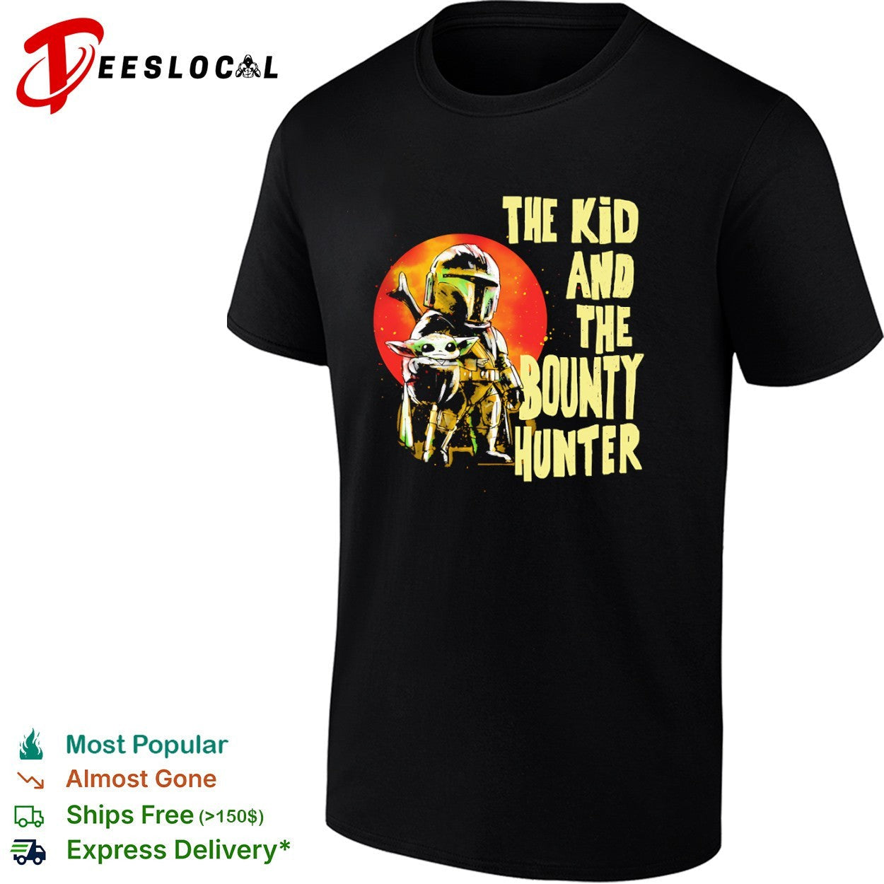 Din Grogu and Din Djarin The Kid and the Bounty Hunter shirt Unisex T-shirt, Sweatshirt, Hoodie, Long Sleeve Tee - T-Shirt, Sweatshirt, Hoodie