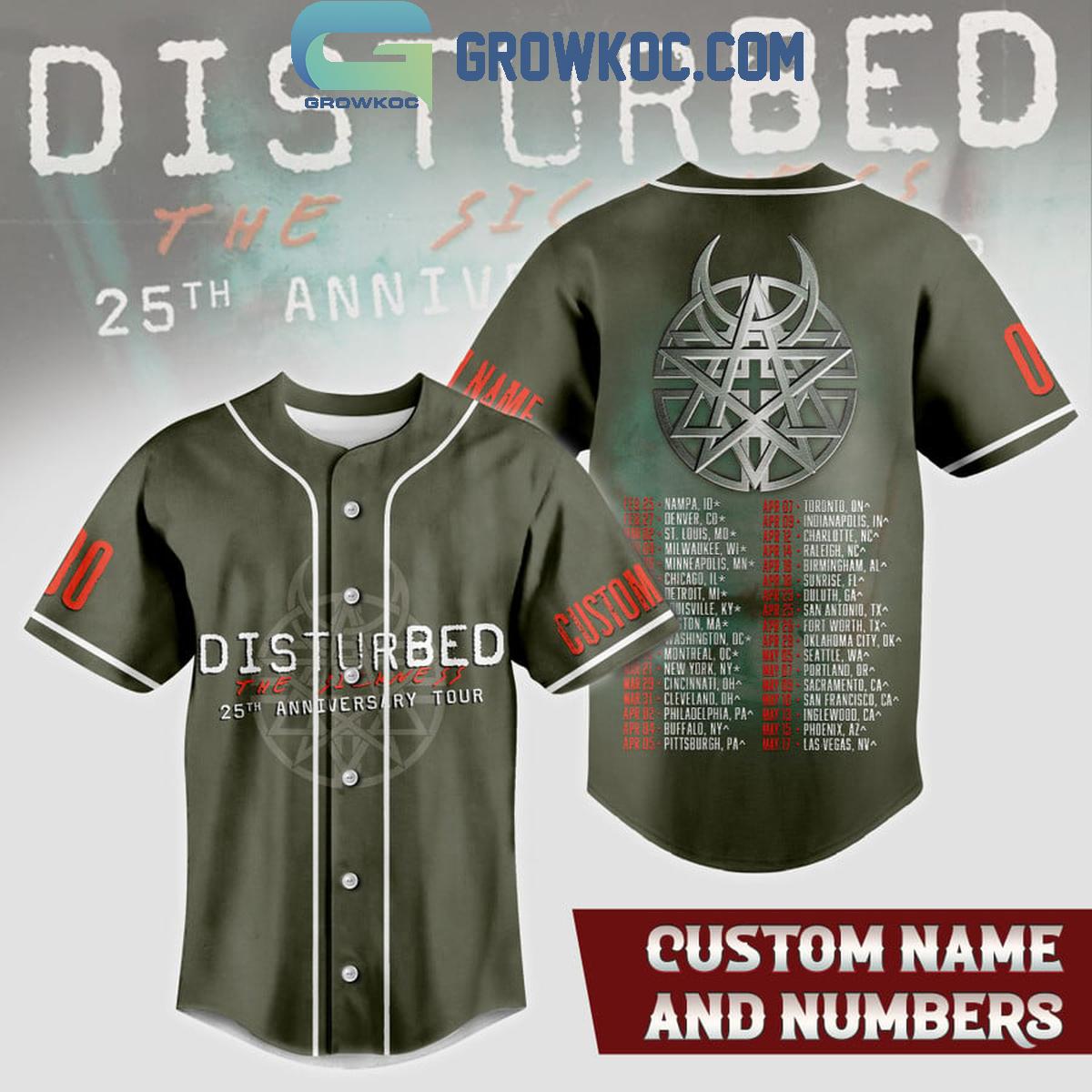 Disturbed 25th Anniversary Tour 2025 Fan Personalized Baseball Jersey Unisex T-shirt, Sweatshirt, Hoodie, Long Sleeve Tee - T-Shirt, Sweatshirt, Hoodie