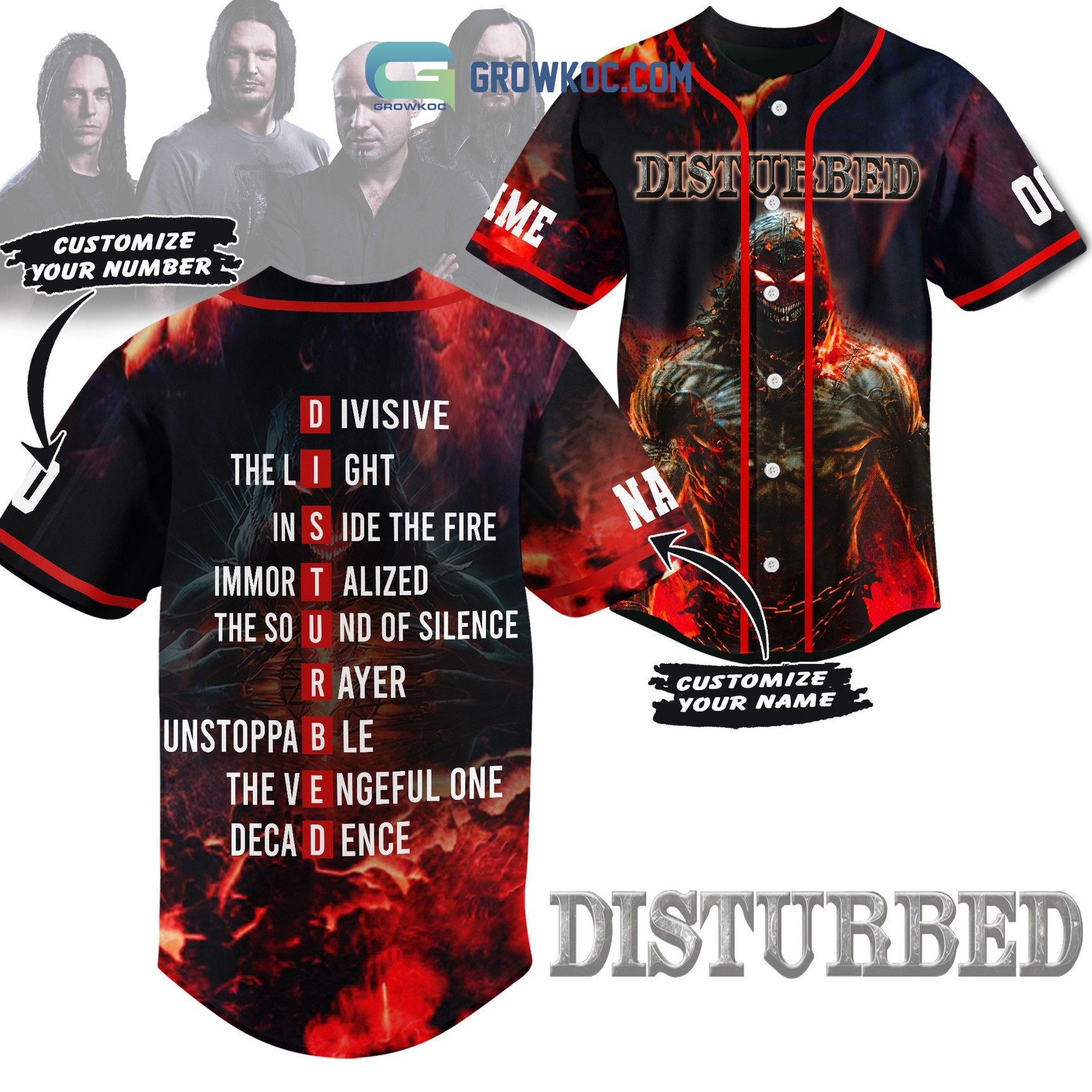 Disturbed All Hit Song Personalized Baseball Jersey Unisex T-shirt, Sweatshirt, Hoodie, Long Sleeve Tee - T-Shirt, Sweatshirt, Hoodie