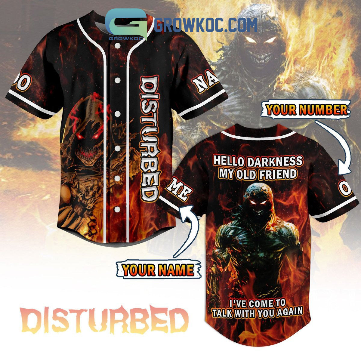 Disturbed Hello Darkness My Old Friend Ive Come To Talk With You Again Personalized Baseball Jersey - T-Shirt, Sweatshirt, Hoodie