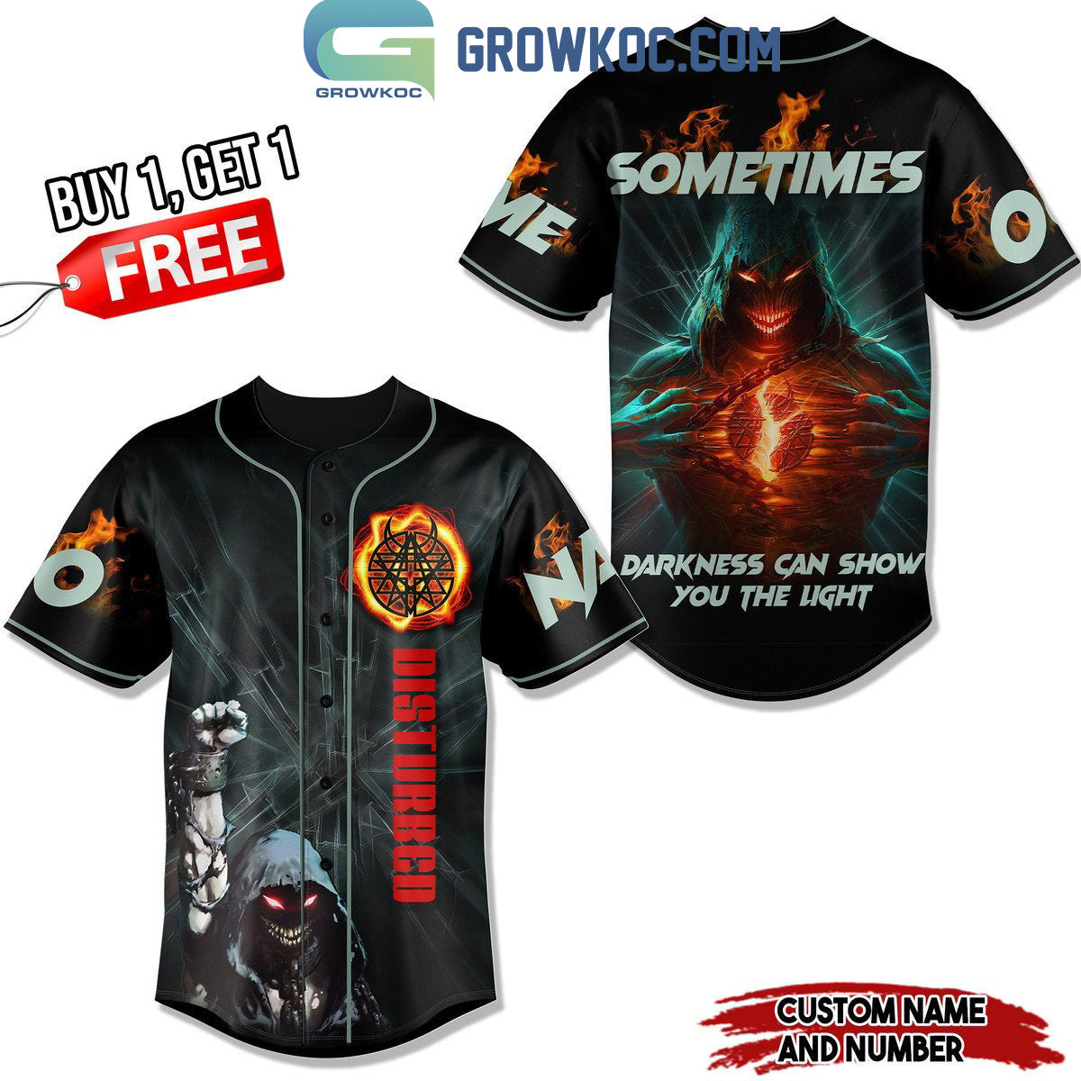 Disturbed Sometimes Darkness Can Show You The Light Personalized Baseball Jersey Unisex T-shirt, Sweatshirt, Hoodie, Long Sleeve Tee - T-Shirt, Sweatshirt, Hoodie