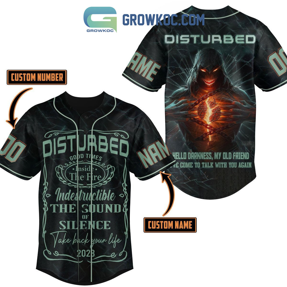 Disturbed Take Back Your Life 2023 Personalized Baseball Jersey Unisex T-shirt, Sweatshirt, Hoodie, Long Sleeve Tee - T-Shirt, Sweatshirt, Hoodie