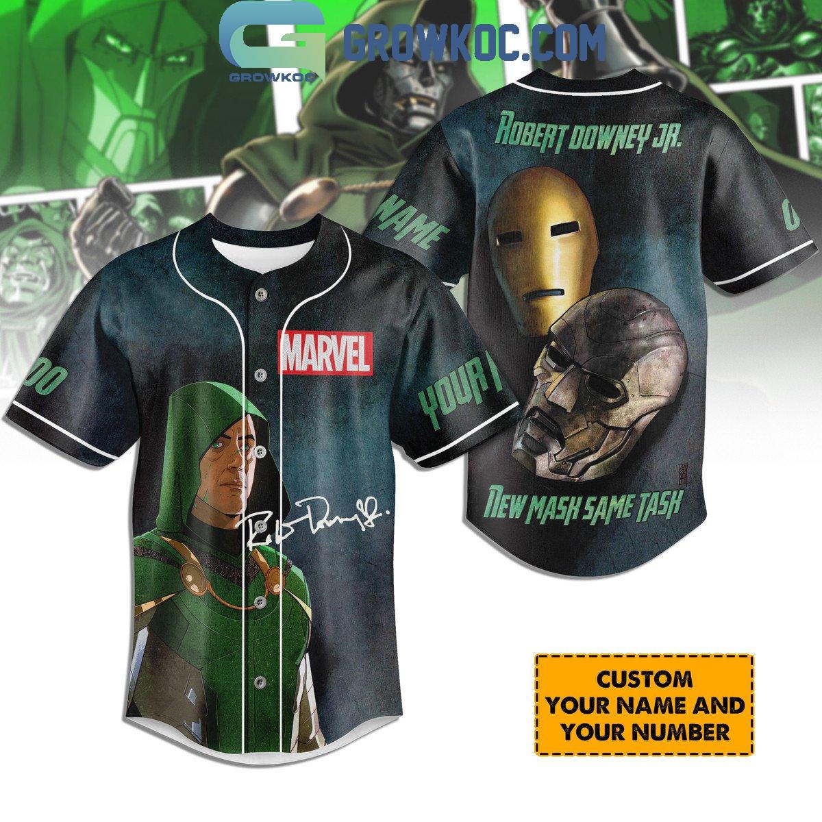 Doctor Doom Robert Downey Jr. New Mask Personalized Baseball Jersey Unisex T-shirt, Sweatshirt, Hoodie, Long Sleeve Tee - T-Shirt, Sweatshirt, Hoodie
