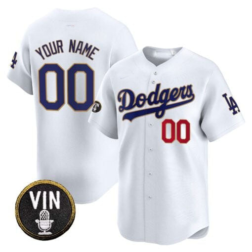 Custom Los Angeles Dodgers Vin Scully Patch Gold Trim Vapor Premier Limited ¨C All Stitched Baseball Jersey baseball jersey product view 1