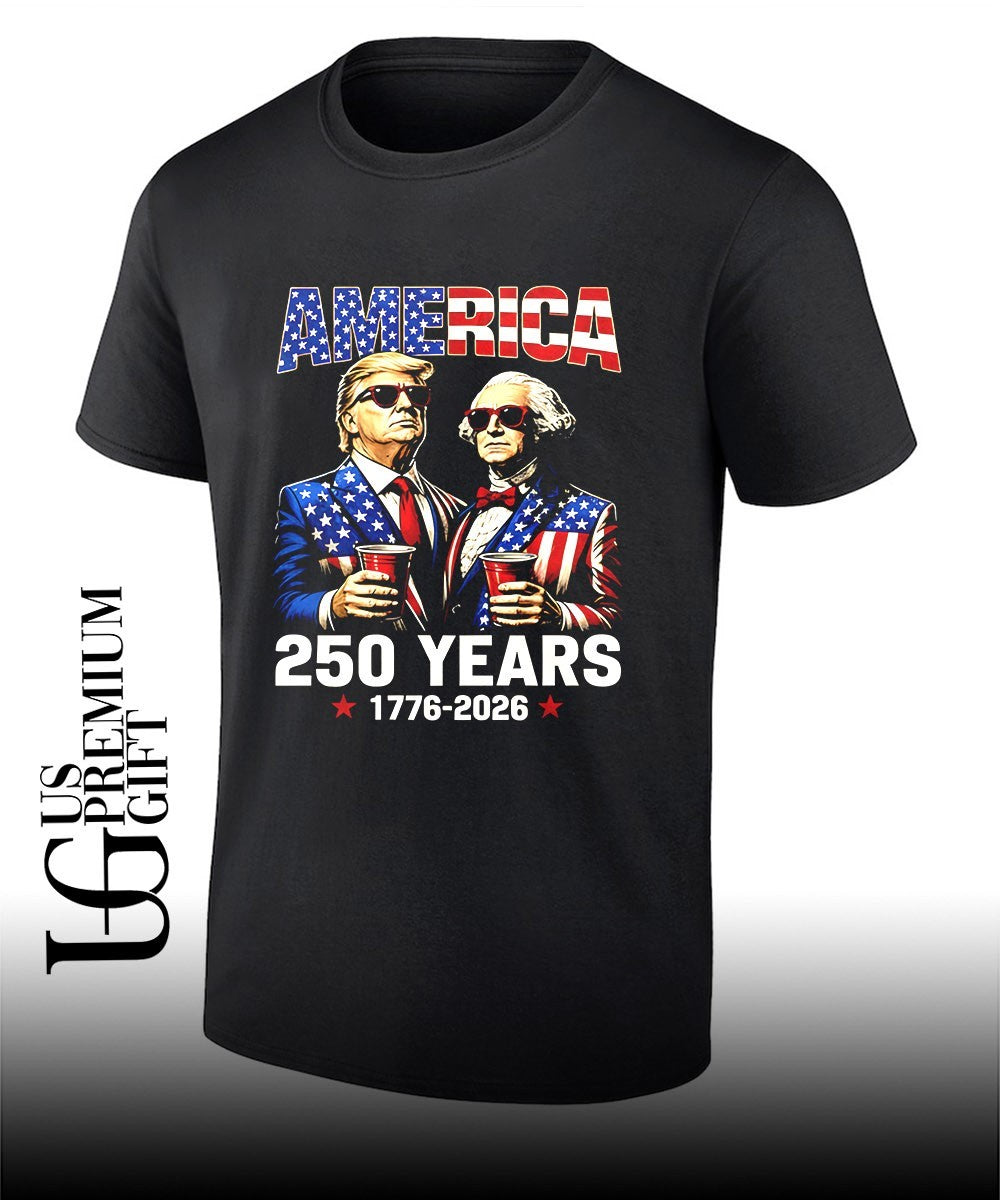 Donald Trump and George Washington America 250 Years 1776-2026 shirt Unisex T-shirt, Sweatshirt, Hoodie, Long Sleeve Tee - T-Shirt, Sweatshirt, Hoodie