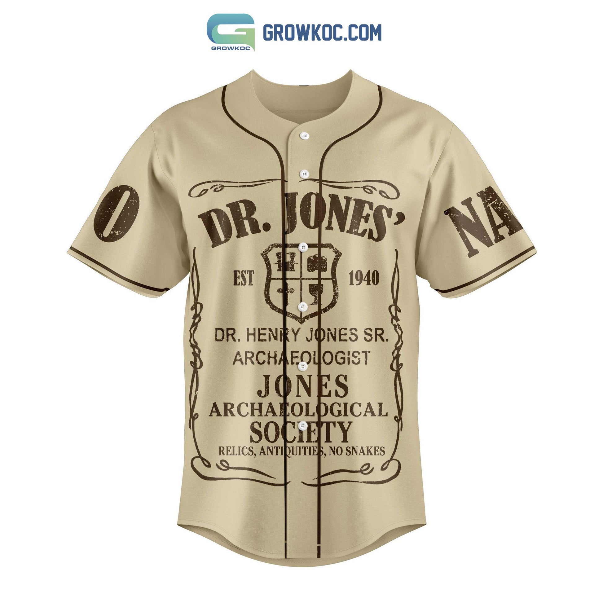 Dr Jones Professor Of Archaeology Personalized Baseball Jersey Unisex T-shirt, Sweatshirt, Hoodie, Long Sleeve Tee - T-Shirt, Sweatshirt, Hoodie