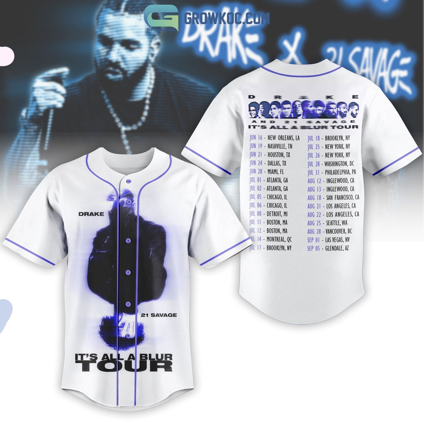 Drake And 21 Savage Its All A Blur Tour Personalized Baseball Jersey Unisex T-shirt, Sweatshirt, Hoodie, Long Sleeve Tee - T-Shirt, Sweatshirt, Hoodie