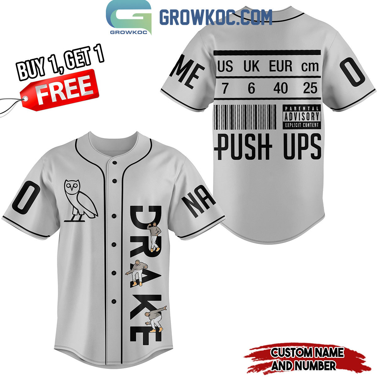 Drake Push Ups Personalized Baseball Jersey Unisex T-shirt, Sweatshirt, Hoodie, Long Sleeve Tee - T-Shirt, Sweatshirt, Hoodie
