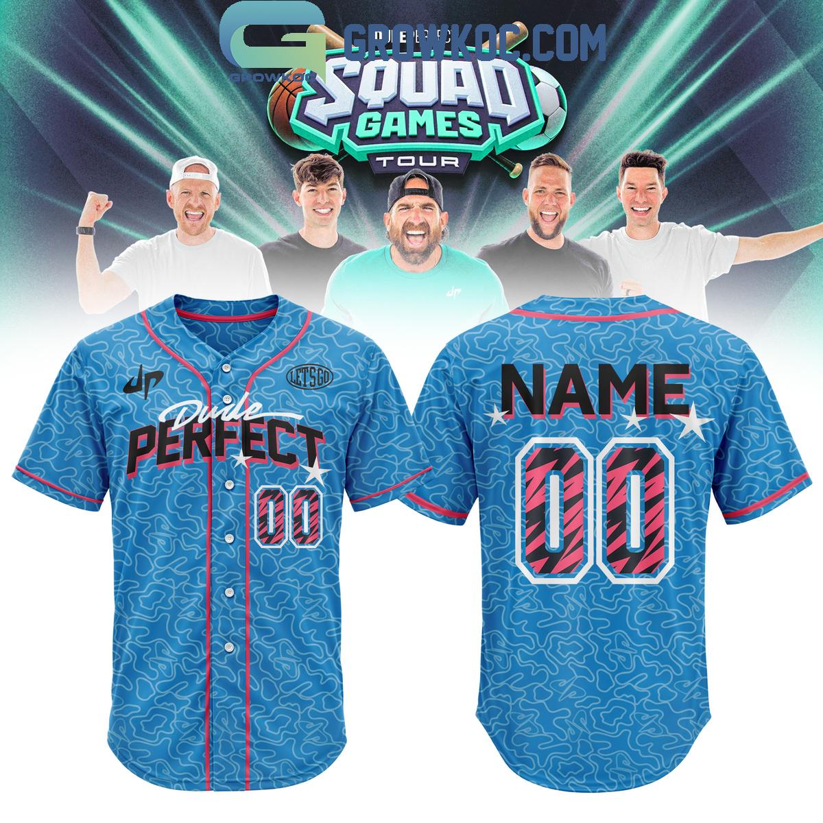 Dude Perfect Squad Games Tour 2026 Baseball Jersey Unisex T-shirt, Sweatshirt, Hoodie, Long Sleeve Tee - T-Shirt, Sweatshirt, Hoodie