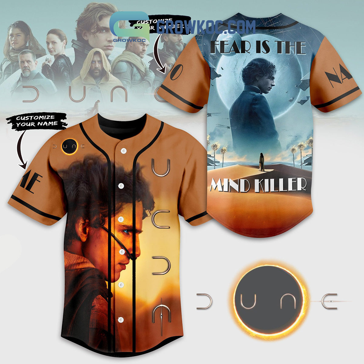 Dune Fear Is The Mind Killer Fan Personalized Baseball Jersey Unisex T-shirt, Sweatshirt, Hoodie, Long Sleeve Tee - T-Shirt, Sweatshirt, Hoodie