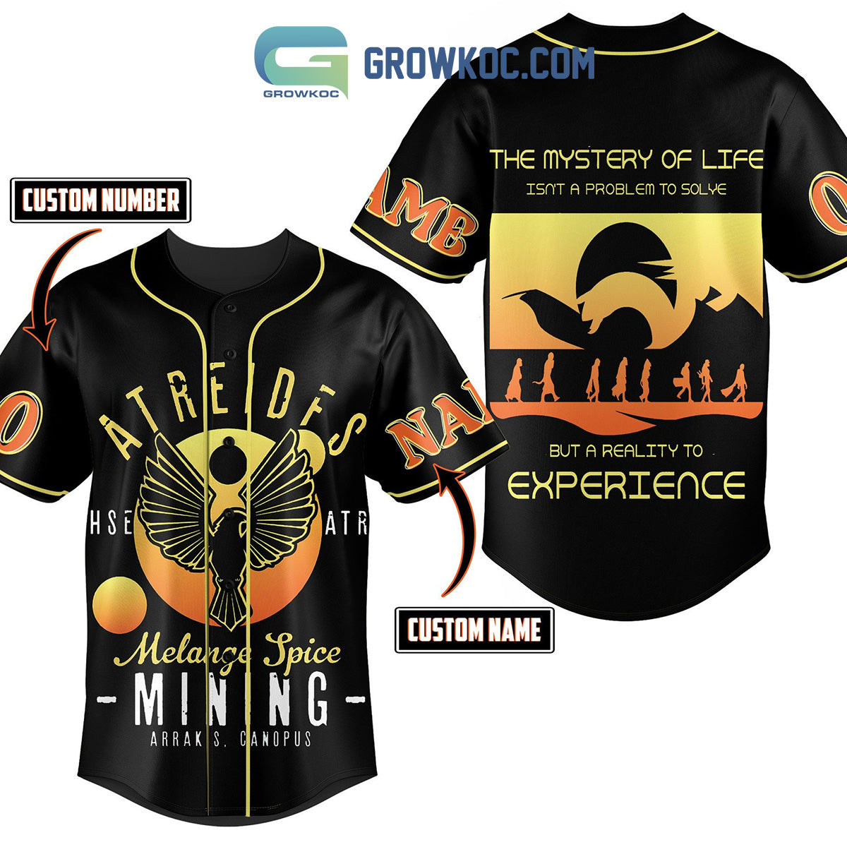 Dune House Of Atreides The Mystery Of Life Personalized Baseball Jersey Unisex T-shirt, Sweatshirt, Hoodie, Long Sleeve Tee - T-Shirt, Sweatshirt, Hoodie