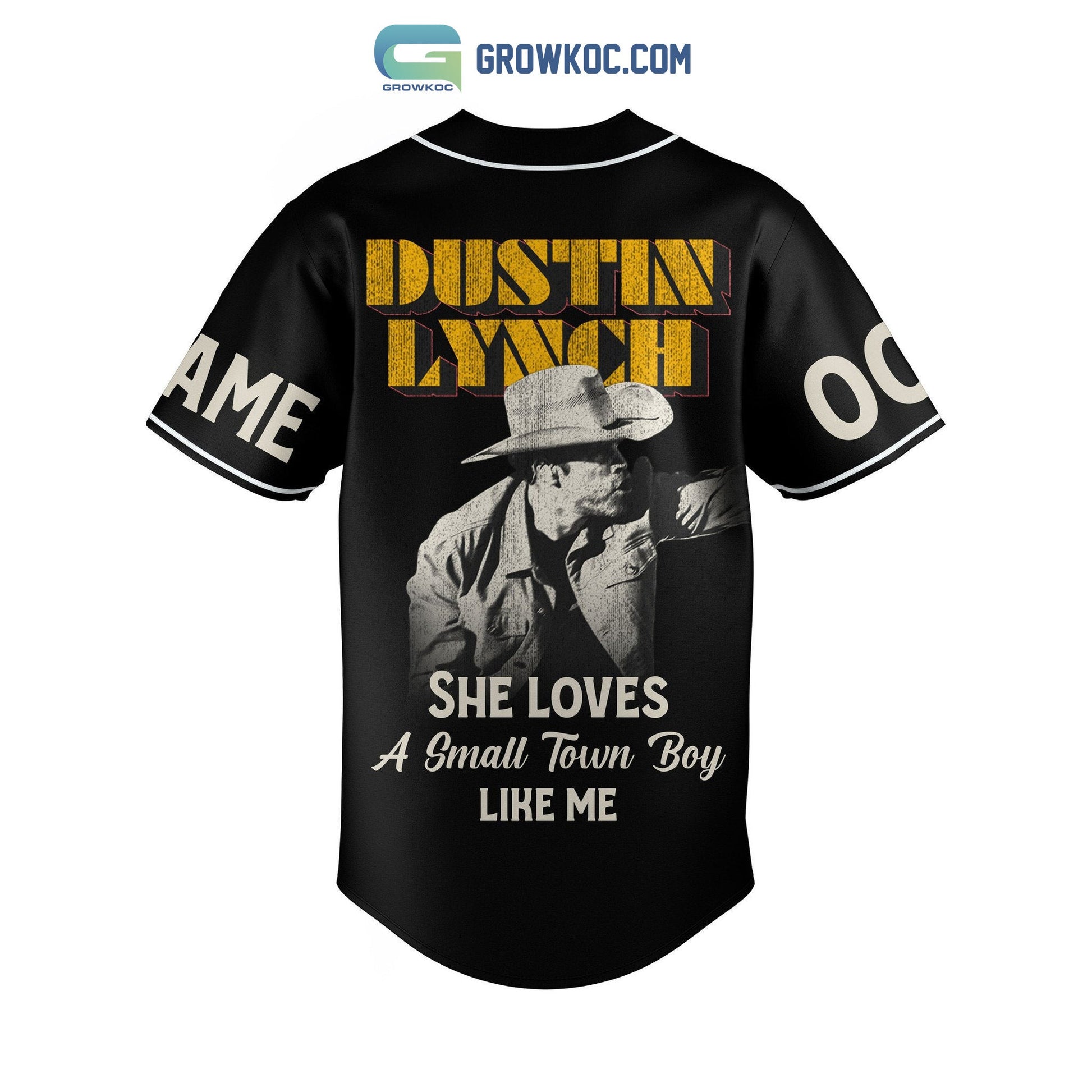 Dustin Lynch She Loves A Small Town Boys Like Me Personalized Baseball Jersey Unisex T-shirt, Sweatshirt, Hoodie, Long Sleeve Tee - T-Shirt, Sweatshirt, Hoodie