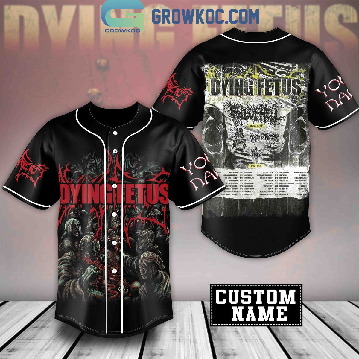 Dying Fetus Full Of Hell Band Personalized Baseball Jersey Unisex T-shirt, Sweatshirt, Hoodie, Long Sleeve Tee - T-Shirt, Sweatshirt, Hoodie