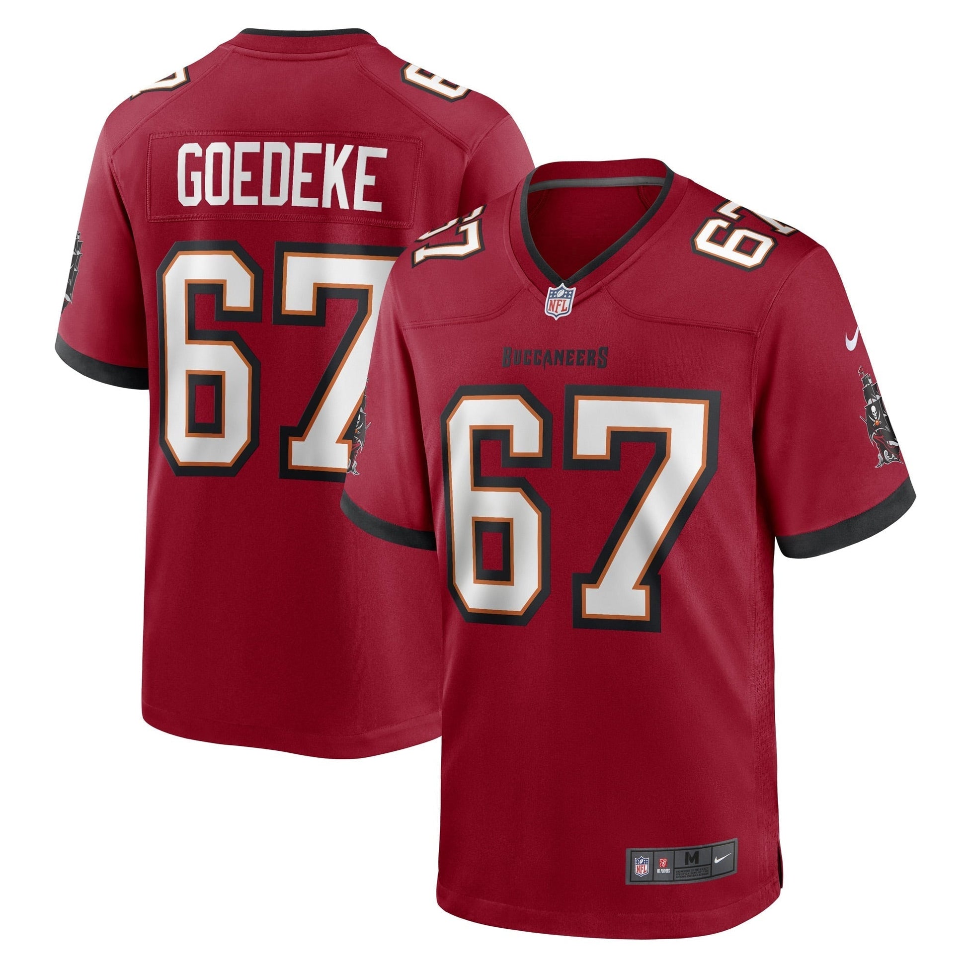 Tampa Bay Buccaneers Luke Goedeke Red Game Player Jersey football jersey product view 1