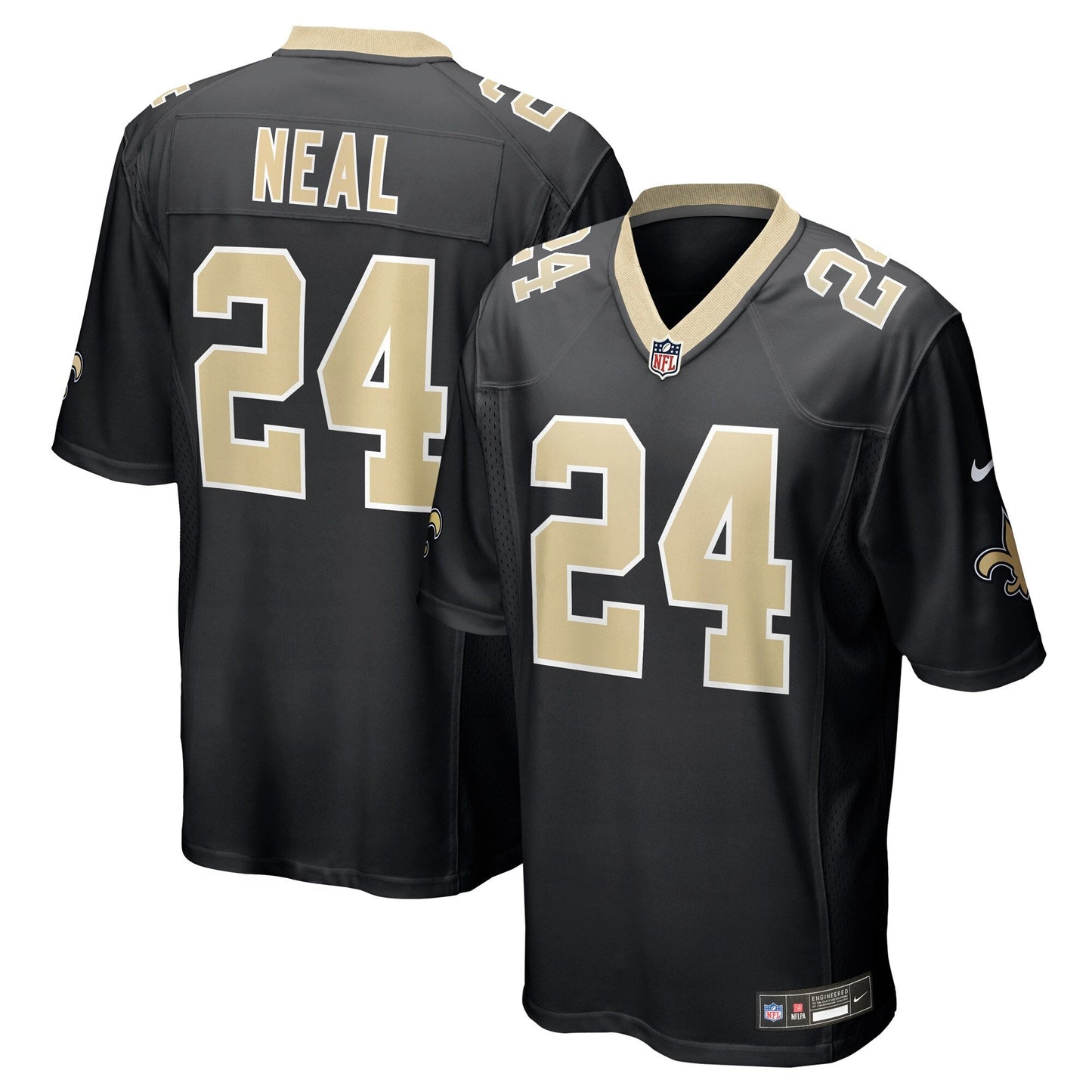 New Orleans Saints Devin Neal Black Team Game Jersey football jersey product view 1