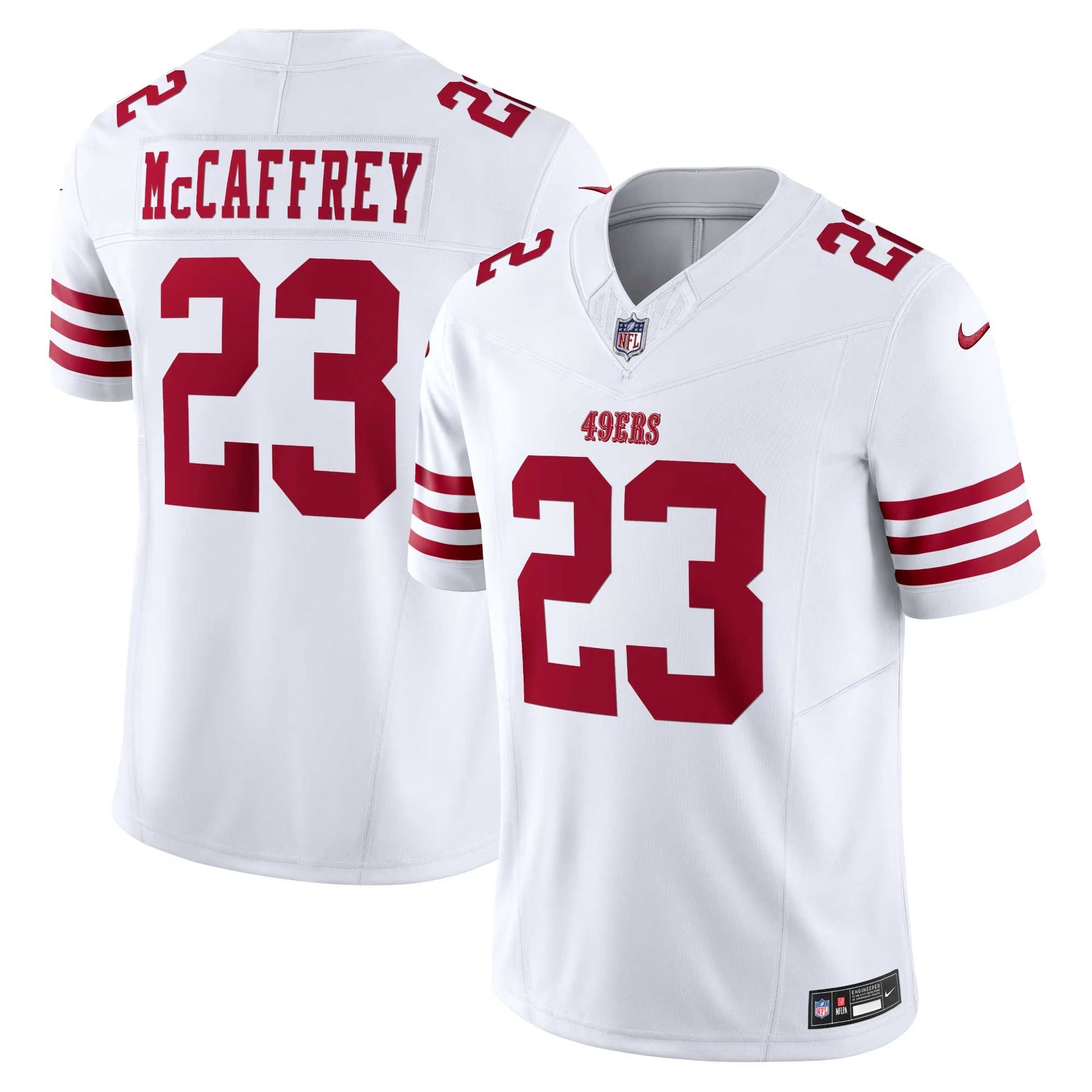 San Francisco 49ers Christian McCaffrey White Vapor F.U.S.E. Limited Jersey football jersey product view 1