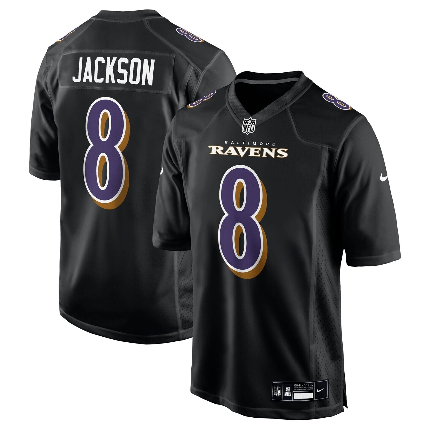 Baltimore Ravens Lamar Jackson Carbon Black Fashion Jersey football jersey product view 1