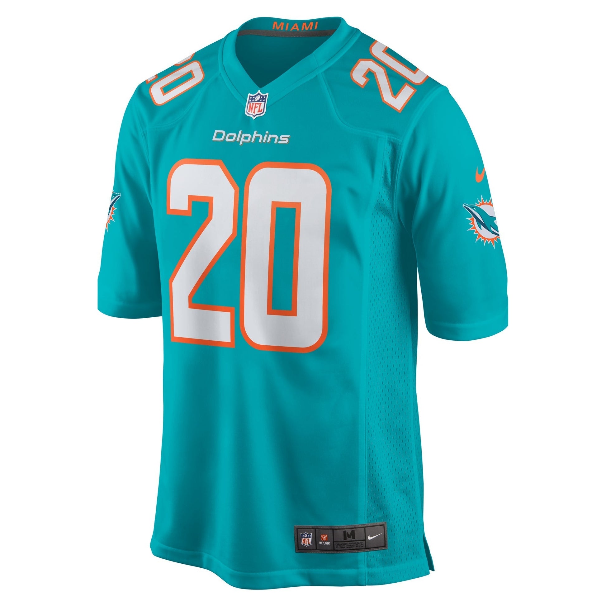 Miami Dolphins Jordyn Brooks Aqua Game Jersey football jersey product view 2