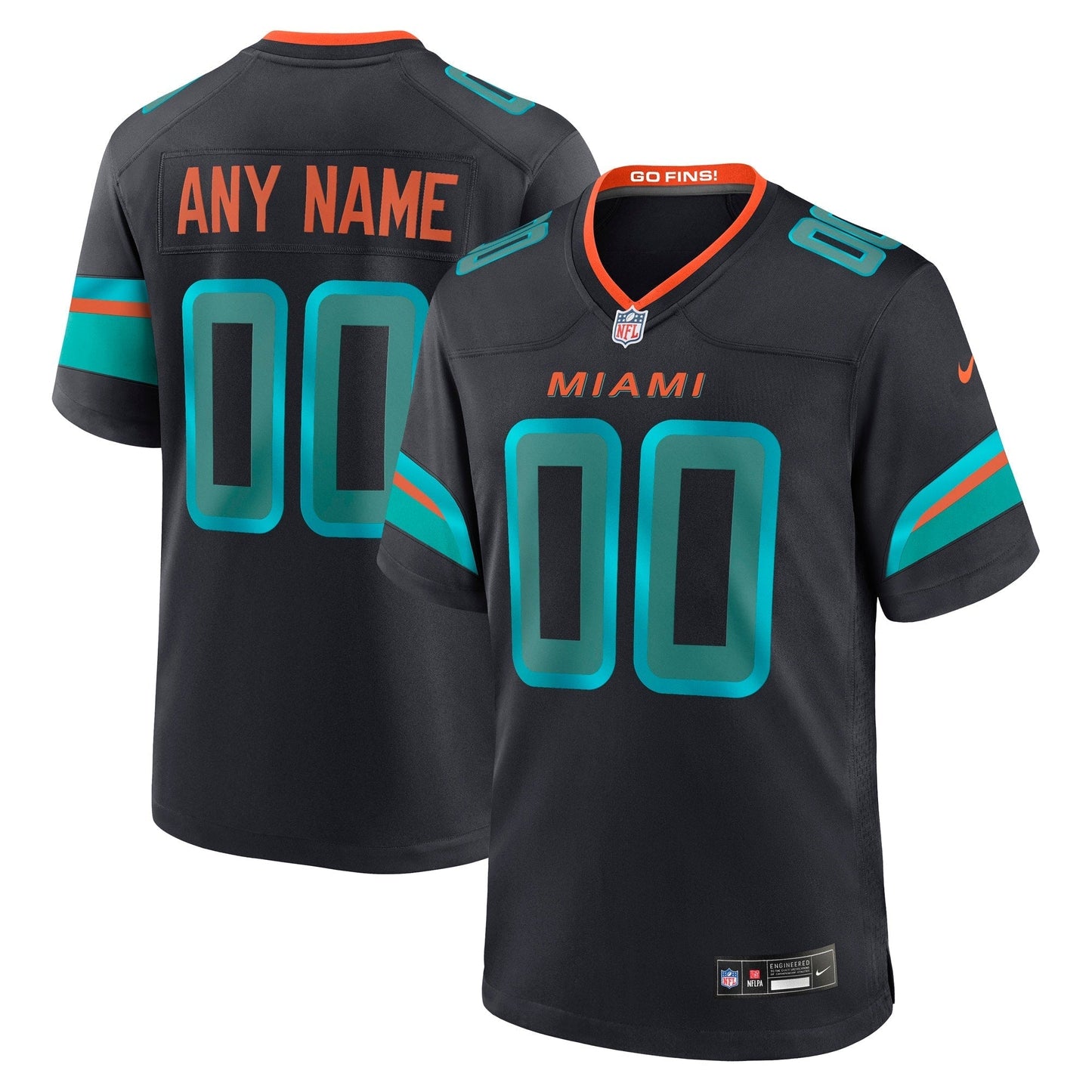 Miami Dolphins Navy 2025 Rivalries Collection Custom Game Jersey football jersey product view 1