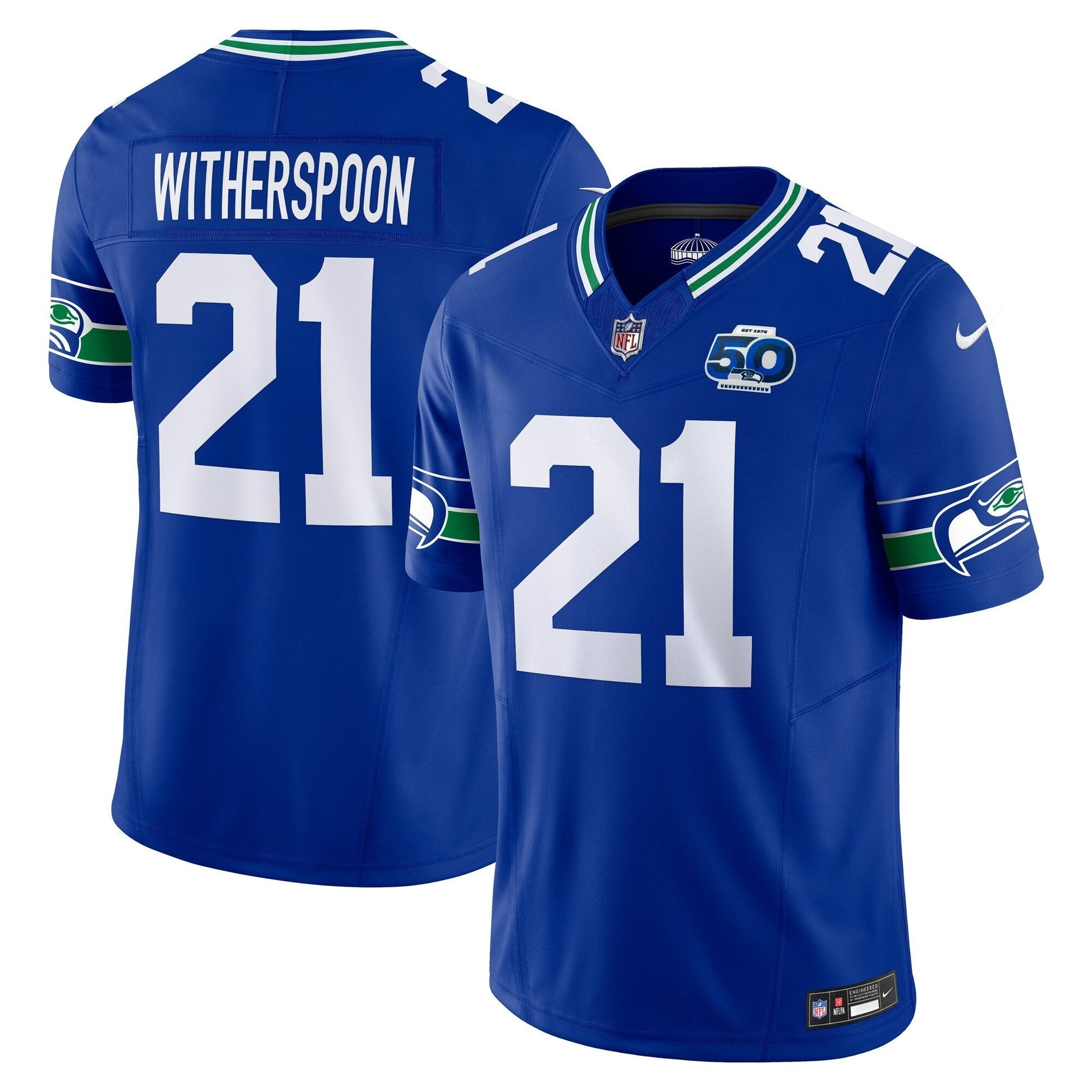 Seattle Seahawks Devon Witherspoon Royal 50th Season Vapor F.U.S.E. Limited Jersey football jersey product view 1