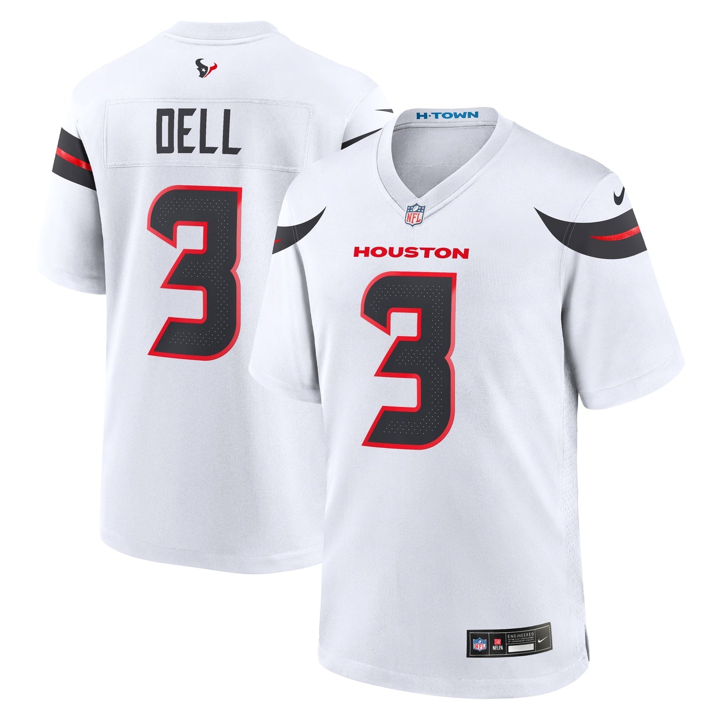 Houston Texans Tank Dell White Game Jersey football jersey product view 1