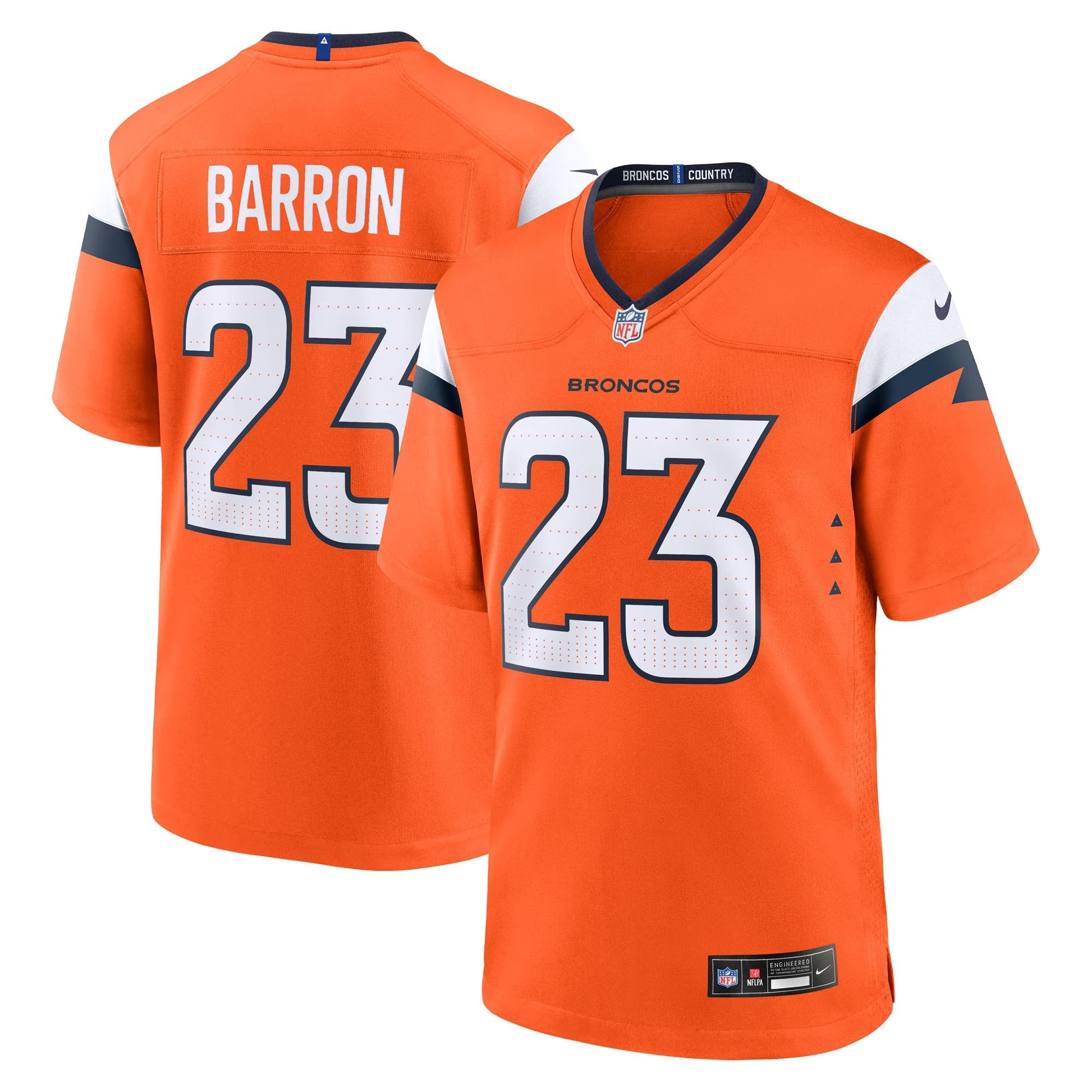 Denver Broncos Jahdae Barron Orange 2025 NFL Draft First Round Pick Game Jersey football jersey product view 1