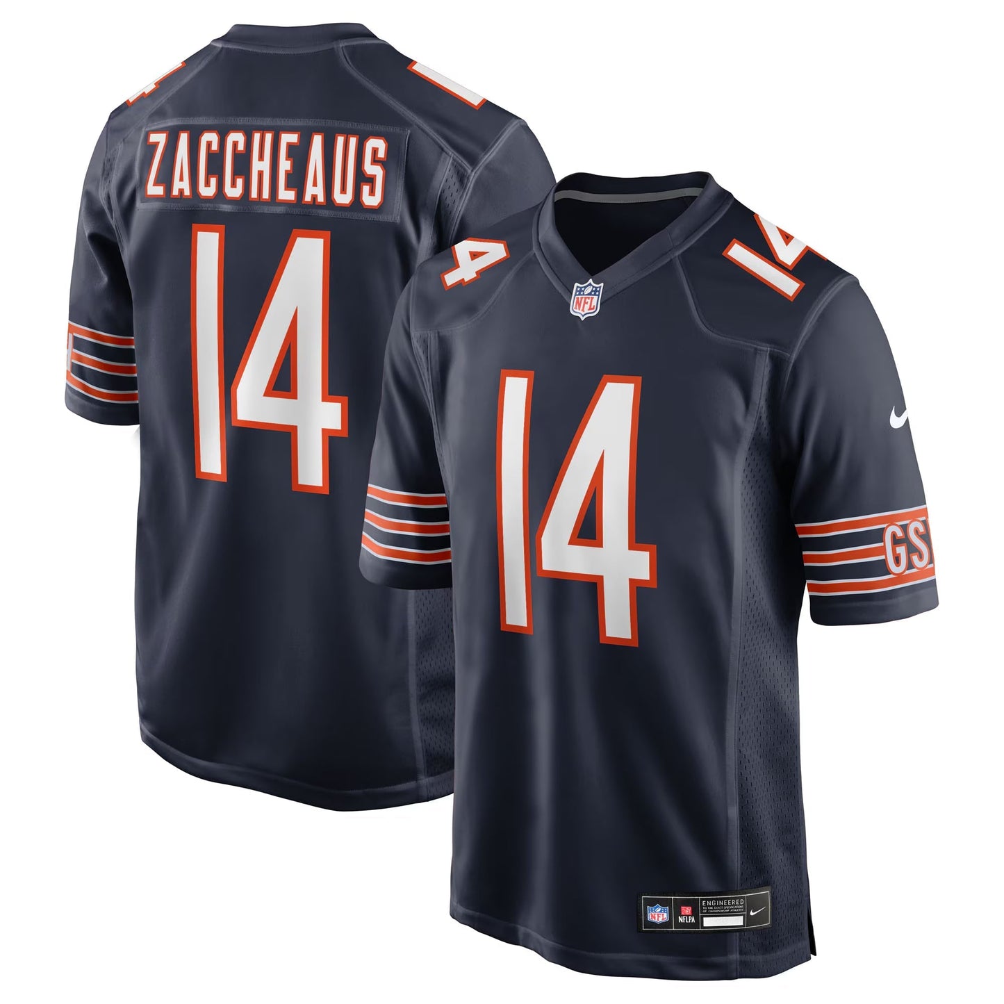 Chicago Bears Olamide Zaccheaus Navy Team Game Jersey football jersey product view 1