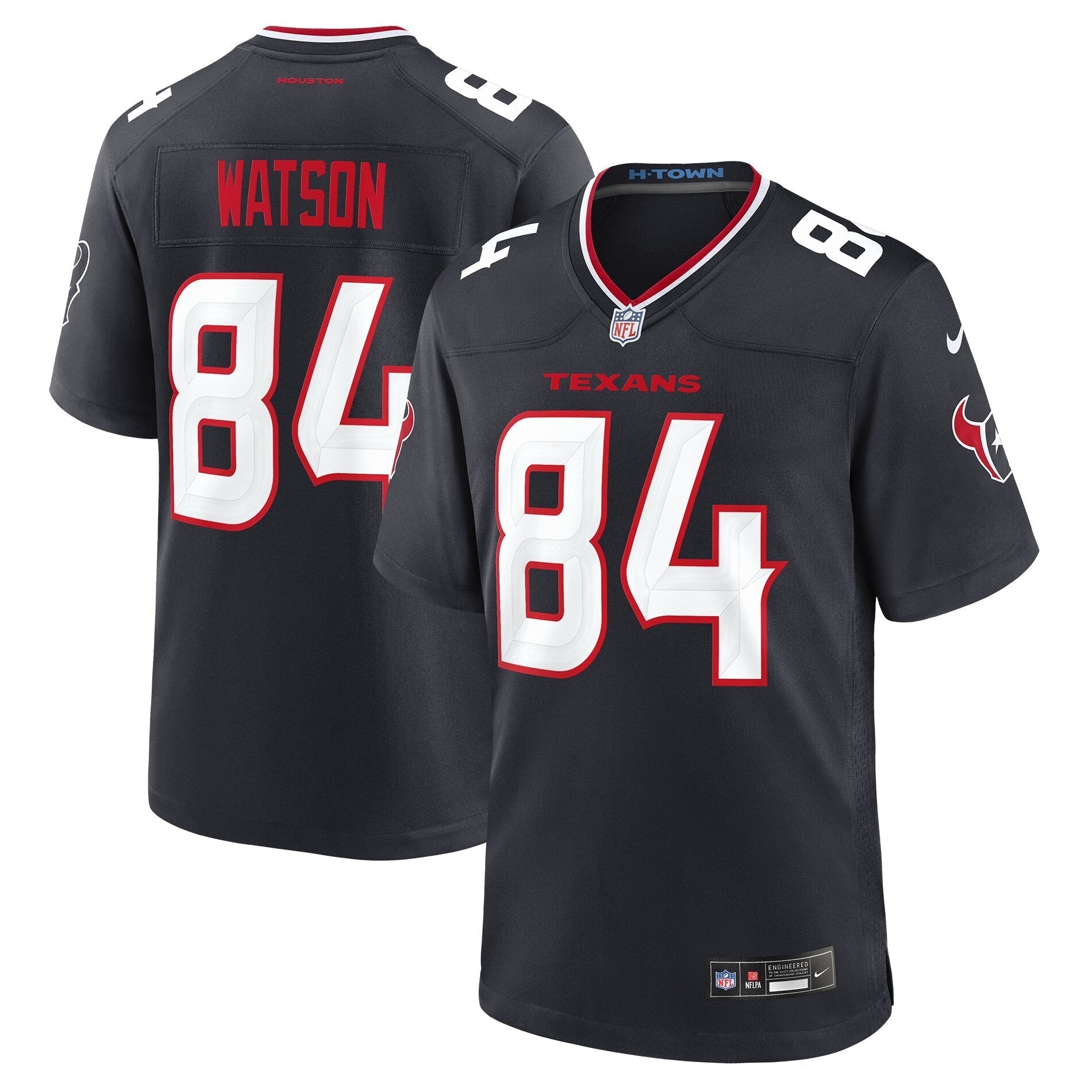 Houston Texans Justin Watson Navy Team Game Jersey football jersey product view 1