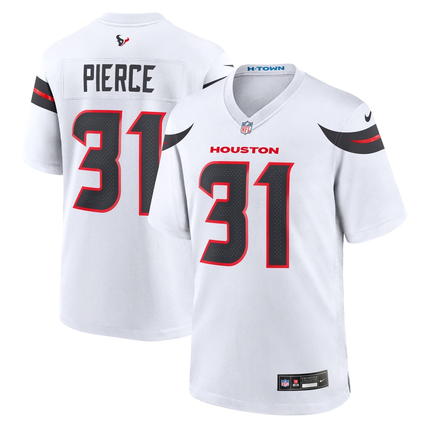 Houston Texans Dameon Pierce White Game Jersey football jersey product view 1