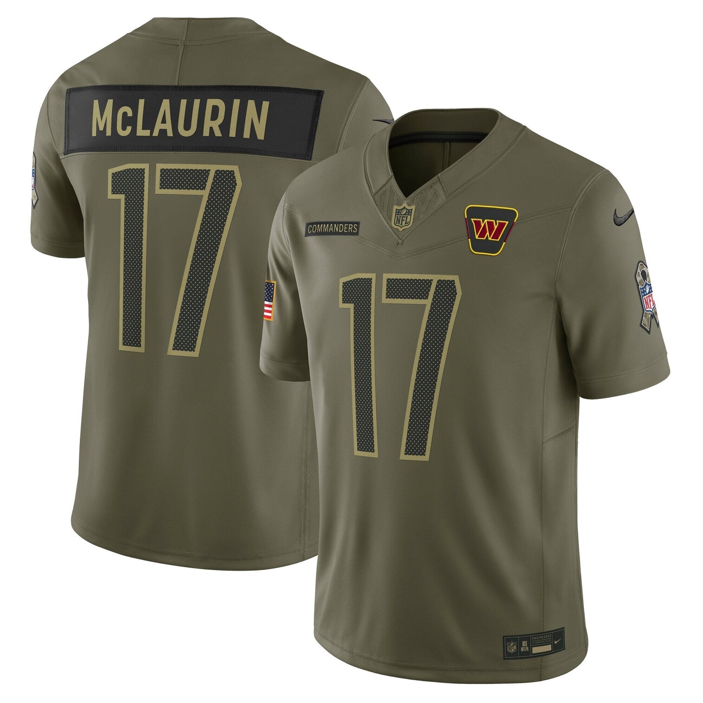 Washington Commanders Terry McLaurin Olive 2025 Salute to Service Limited Jersey football jersey product view 1