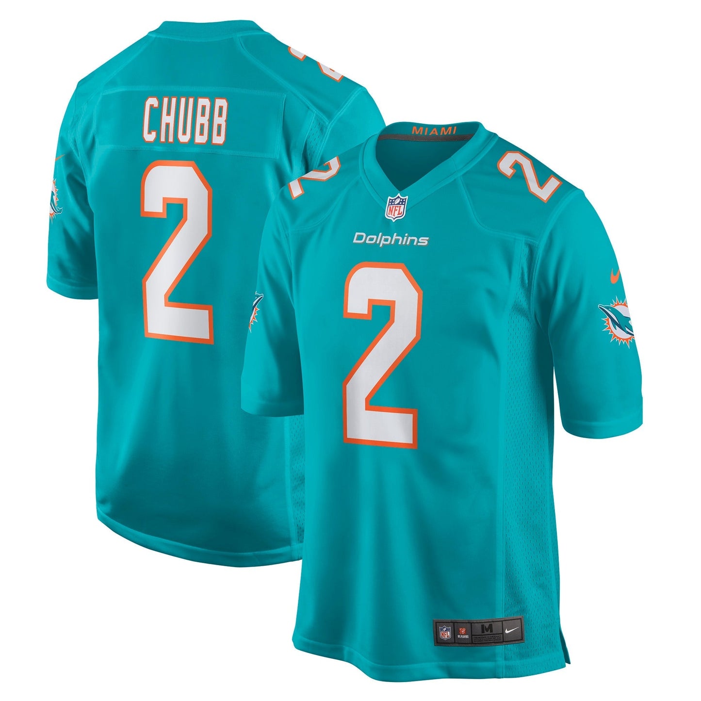 Miami Dolphins Bradley Chubb Aqua Game Player Jersey football jersey product view 1