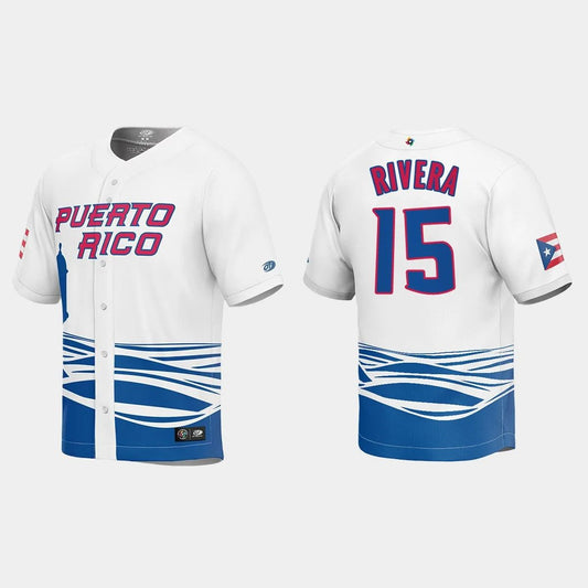 #15 EMMANUEL RIVERA PUERTO RICO BASEBALL 2023 WORLD BASEBALL CLASSIC JERSEY ¨C WHITE Stitches Baseball Jerseys baseball jersey product view 1